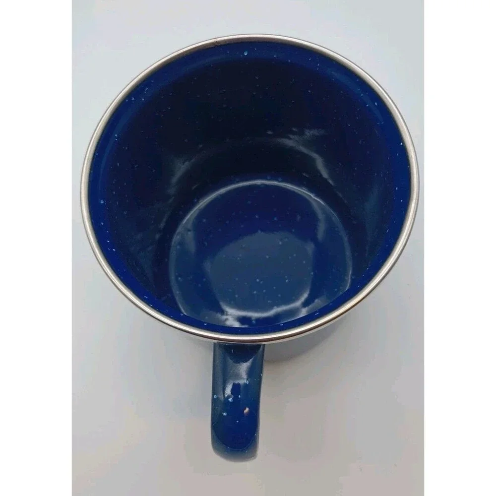 Large Blue Enamel Mug For Picnic Camping Durable For Hot or Cold Drink